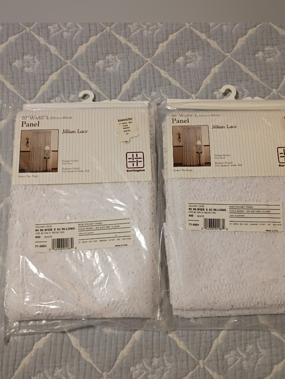 Vintage Burlington Jillian Lace White Curtain Panels Set